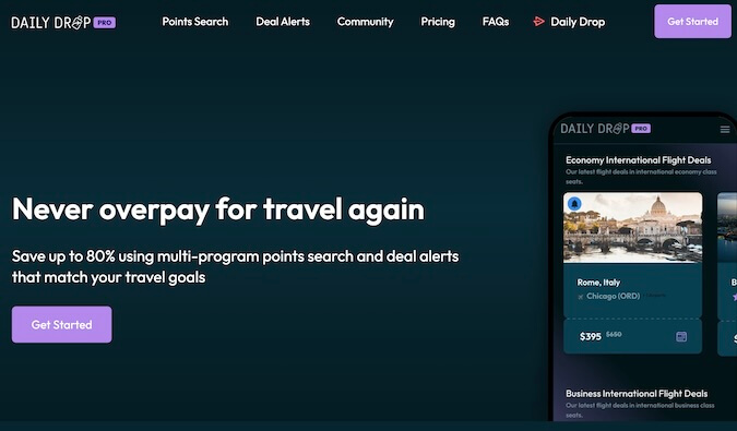 A screenshot of the daily drop pro homepage