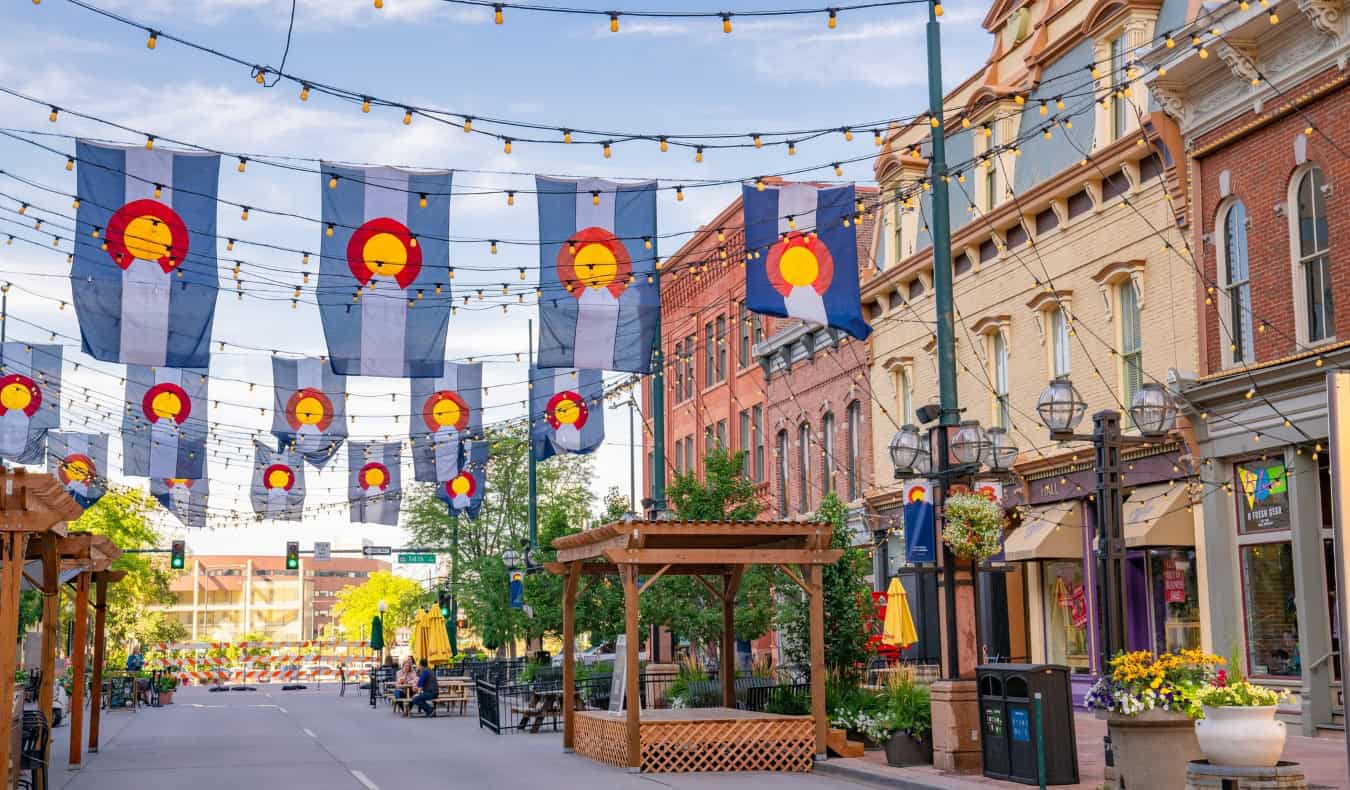 Shops and restaurants line the historic preservation district of Larimer Square in downtown Denver.