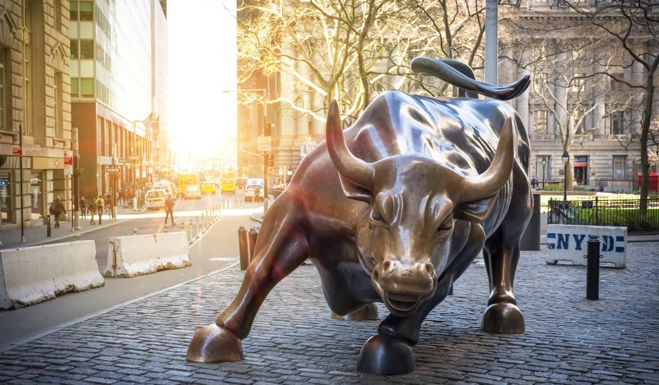 The Charging Bull statue in New York City on Wall Street