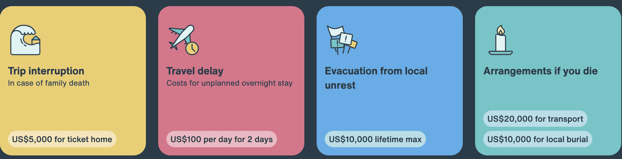 Screenshot of SafetyWing insurance coverage